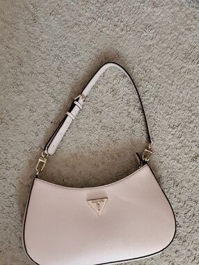 GUESS Pale Pink Shoulder Bag with Gold Hardware